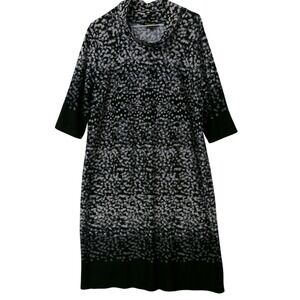 Chicwe Black Gray Abstract Print Cowl Neck Midi Dress Women 18